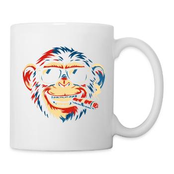 Zigarre Sonnenbrille Affen-Pop Art - Tasse - Weiß - Rechts