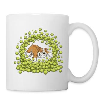 Bulldogge im Tennis-Sprint - Tasse - Weiß - Rechts