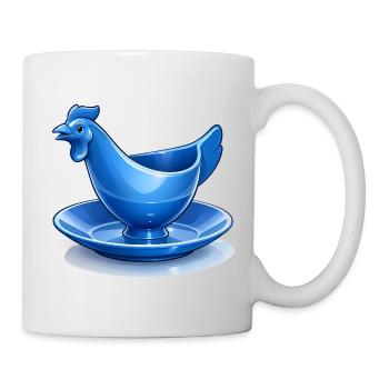 Blauer DDR Eierbecher Huhn Fanart, Ostalgie - Tasse - Weiß - Rechts
