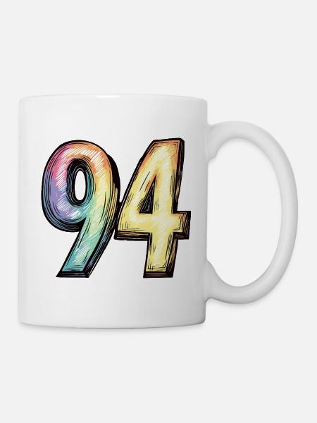 94 Zahl Bunt - Tasse - Weiß