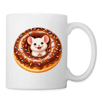 Niedliche Maus im Donut Illustration  - Tasse - Weiß - Rechts