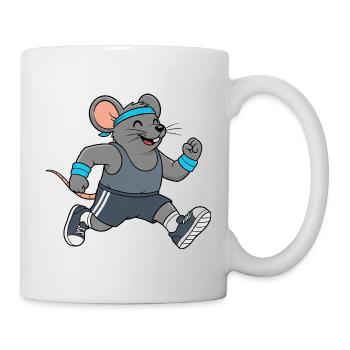 Cute Mouse Rat Jogging Running Marathon Cartoon - Mug - white - Right