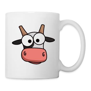 Kuh-Gesicht Comic mit großen Augen - Tasse - Weiß - Rechts