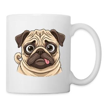 Kuscheliger Mops Cartoongesicht - Tasse - Weiß - Rechts