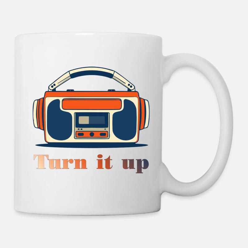 Turn It Up Vintage Radio - Mug blanc - blanc