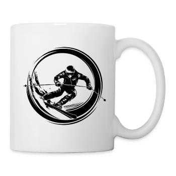 Ski, Ski, Silhouette d’homme - Mug blanc - blanc - Droite