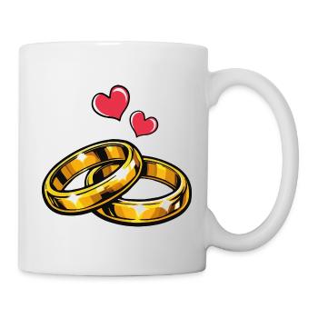Golden Wedding Rings with Hearts - Mug - white - Right