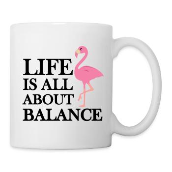 Life Is All About Balance Flamingo Quote - Mug - white - Right