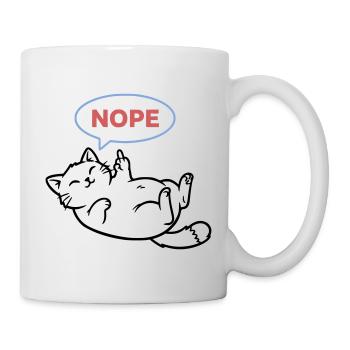Lachende Katze Nope Mittelfinger - Tasse - Weiß - Rechts