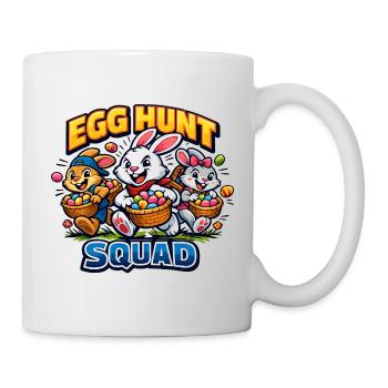 Süßer Osterhase mit buntem Ei und Schriftzug - Tasse - Weiß - Rechts