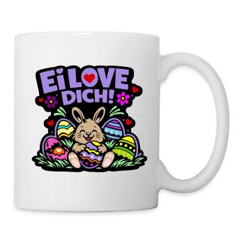 Ei LOVE DICH! - Osterhase mit Eiern - Tasse - Weiß - Rechts