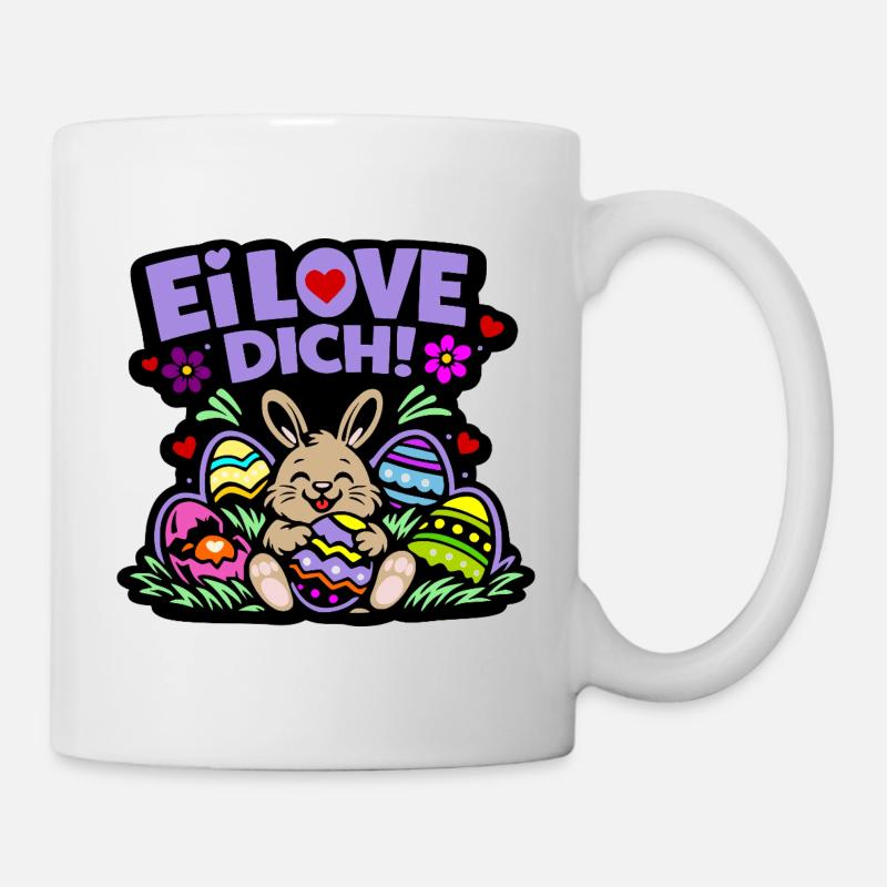 Ei LOVE DICH! - Osterhase mit Eiern - Tasse - Weiß