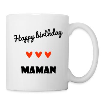 HERZLICHEN GLÜCKWUNSCH ZUM GEBURTSTAG. HERZLICHEN GLÜCKWUNSCH ZUM GEBURTSTAG. MAMA. MUTTER. - Tasse - Weiß - Rechts