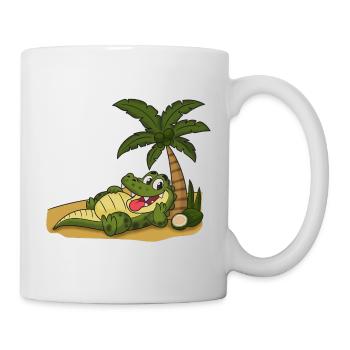 Crocodile on the palm beach - Mug - white - Right