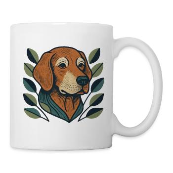 Beagle en style branche feuille - Mug blanc - blanc - Droite
