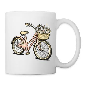 Blumenkorb-Fahrrad Pastellstil - Tasse - Weiß - Rechts
