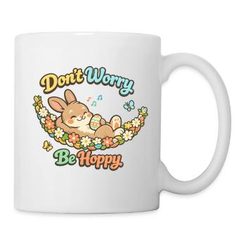 Ne t’inquiète pas, sois joyeuse Pâques, jeu de mots drôle. - Mug blanc - blanc - Droite