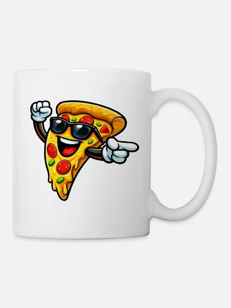 Pizza Slice Rocker mit Sonnenbrille - Tasse - Weiß