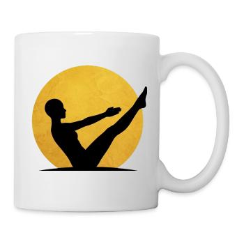 Navasana Yoga Boot Pose Silhouette Sonne - Tasse - Weiß - Rechts