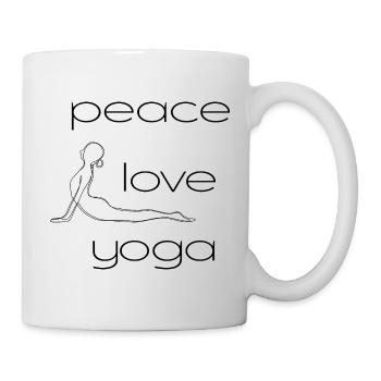 Peace - Love - Yoga with Line Design Pose - Mug - white - Right