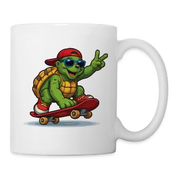 Turtle on skateboard with style - Mug - white - Right