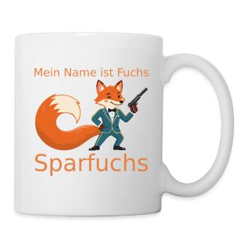 Fuchs Geheimagent im Anzug aka der Sparfuchs - Tasse - Weiß - Rechts