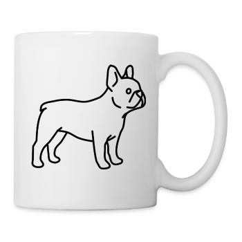 Französische Bulldogge - Tasse - Weiß - Rechts