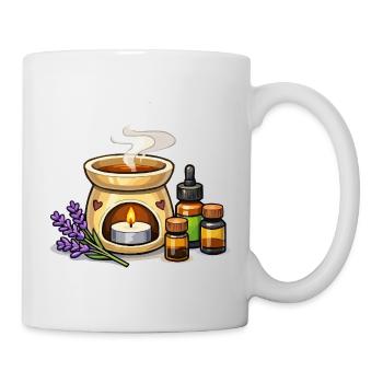 Ensemble de chauffe-bougie parfumé à la lavande - Mug blanc - blanc - Droite