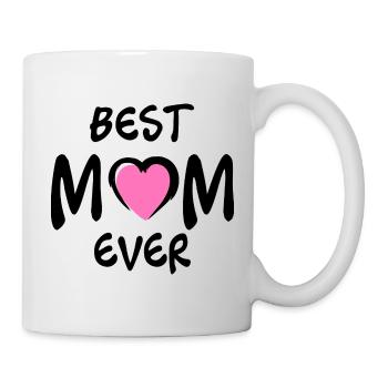 Meilleur t-shirt de la fête des mères avec un cœur rose de maman - Mug blanc - blanc - Droite