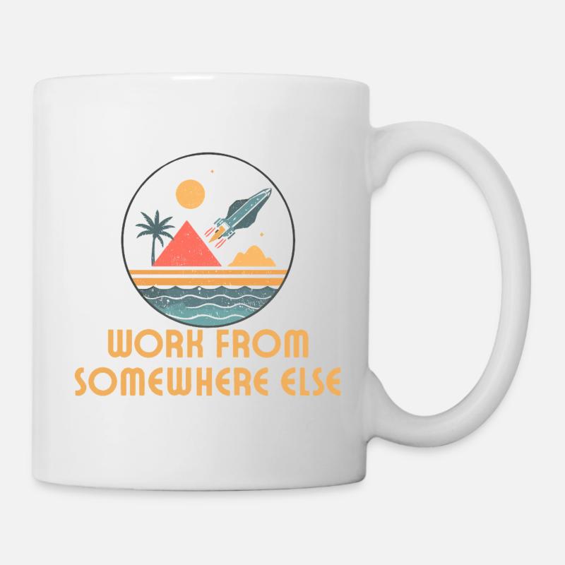 Travailler de n’importe où – un voyage rétro - Mug blanc - blanc