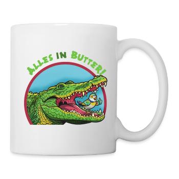 Alligator and bird: Everything is fine! - Mug - white - Right