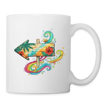 Tropical Wooden Arrow with Waves of Color - Mug - white - Right