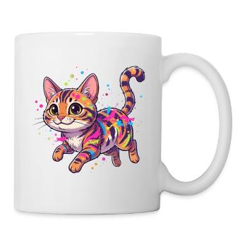 Bunte Katzen Splatterkunst - Tasse - Weiß - Rechts