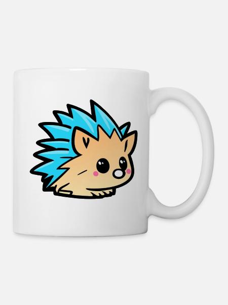 Cute Kawaii Hedgehog Doodle Cartoon - Mug - white