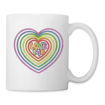 Colorful Love Me Text Hearts Shape Print - Mug - white - Right