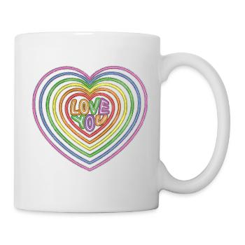 Colorful Love You Text Hearts Shape Print - Mug - white - Right
