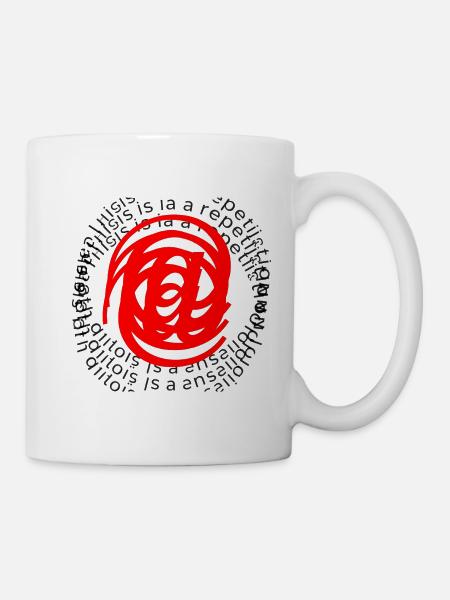 Rote Spirale in kreisförmiger Schrift - Tasse - Weiß