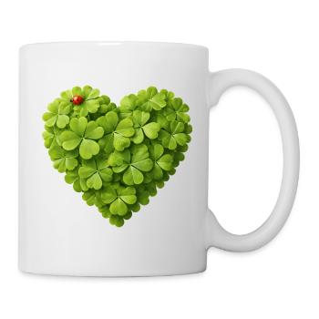 Heart of shamrocks with ladybug - Mug - white - Right