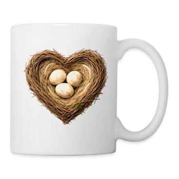 Nid d’oiseau en forme de cœur avec des œufs - Mug blanc - blanc - Droite