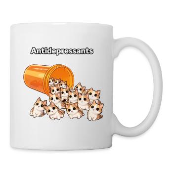 Funny cat motif as antidepressant humor - Mug - white - Right