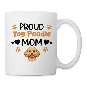 Stolze Toy Poodle Mutter, Zwergpudel - Tasse - Weiß - Rechts