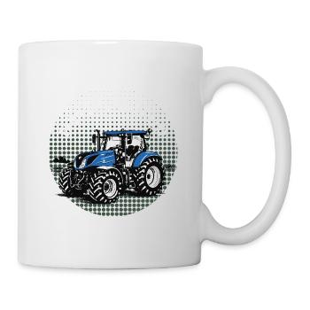 Vie à la ferme – Blue Tractor Vintage Halftone - Mug blanc - blanc - Droite