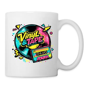 Vinyle & Cassette Néon Rétro - Mug blanc - blanc - Droite