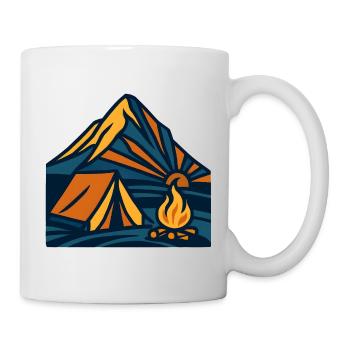 Bergzelt Lagerfeuer Abend - Tasse - Weiß - Rechts