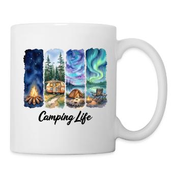 Camping Life Watercolor Adventure with Tent trees - Mug - white - Right