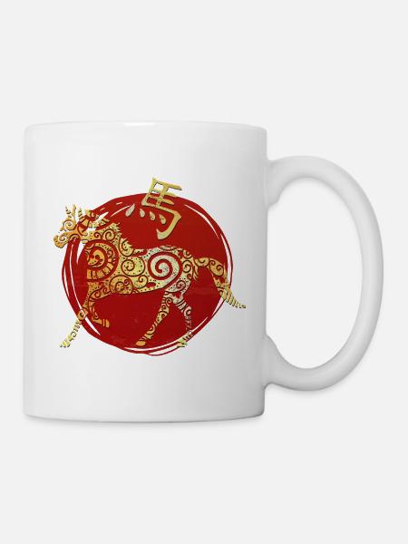 Pferd Chinesisches Tierkreiszeichen Horoskop - Tasse - Weiß
