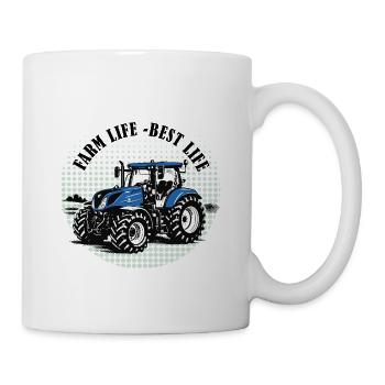 Vie à la ferme – Trekker Cadeau de Tracteur Bleu - Mug blanc - blanc - Droite