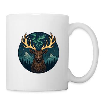 Northern Lights Moose in Mountain Landscape - Mug - white - Right