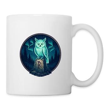Nachtwald Eulen-Runeemblem - Tasse - Weiß - Rechts