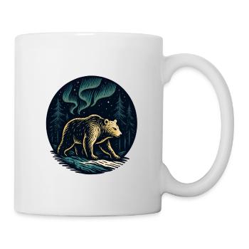 Nordlichtbär im Nachtwald - Tasse - Weiß - Rechts